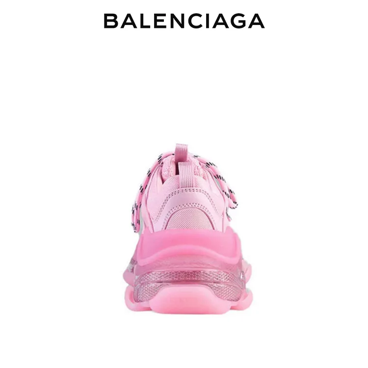 BALENCIAGA巴黎世家TRIPLE S CLEAR SOLE女士復合鞋底老爹鞋 粉色