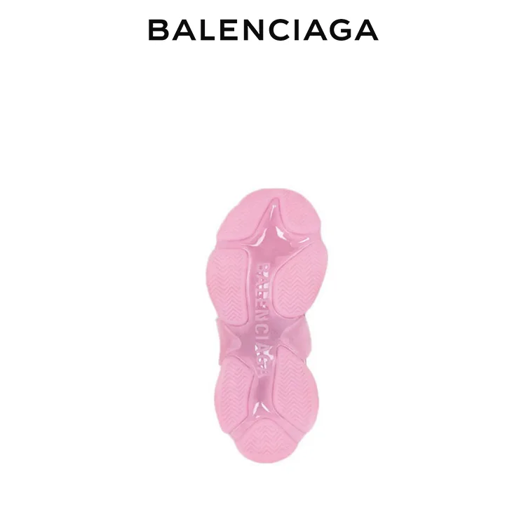 BALENCIAGA巴黎世家TRIPLE S CLEAR SOLE女士復合鞋底老爹鞋 粉色