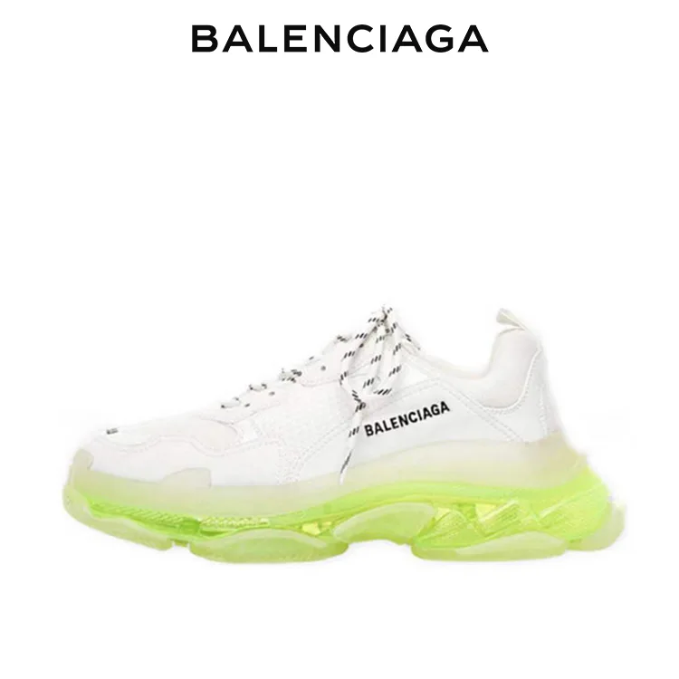 BALENCIAGA巴黎世家TRIPLE S CLEAR SOLE時髦老爹鞋 白綠 男女同款