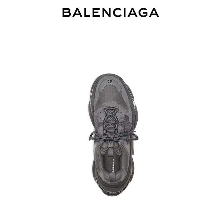 BALENCIAGA巴黎世家TRIPLE S CLEAR SOLE男士復古老爹鞋 黑灰色