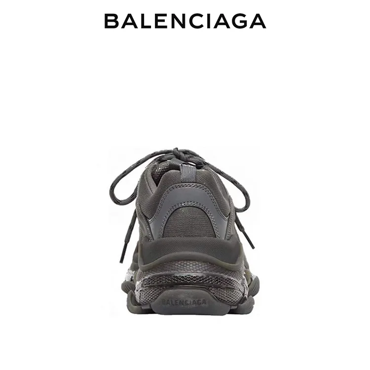 BALENCIAGA巴黎世家TRIPLE S CLEAR SOLE男士復古老爹鞋 黑灰色