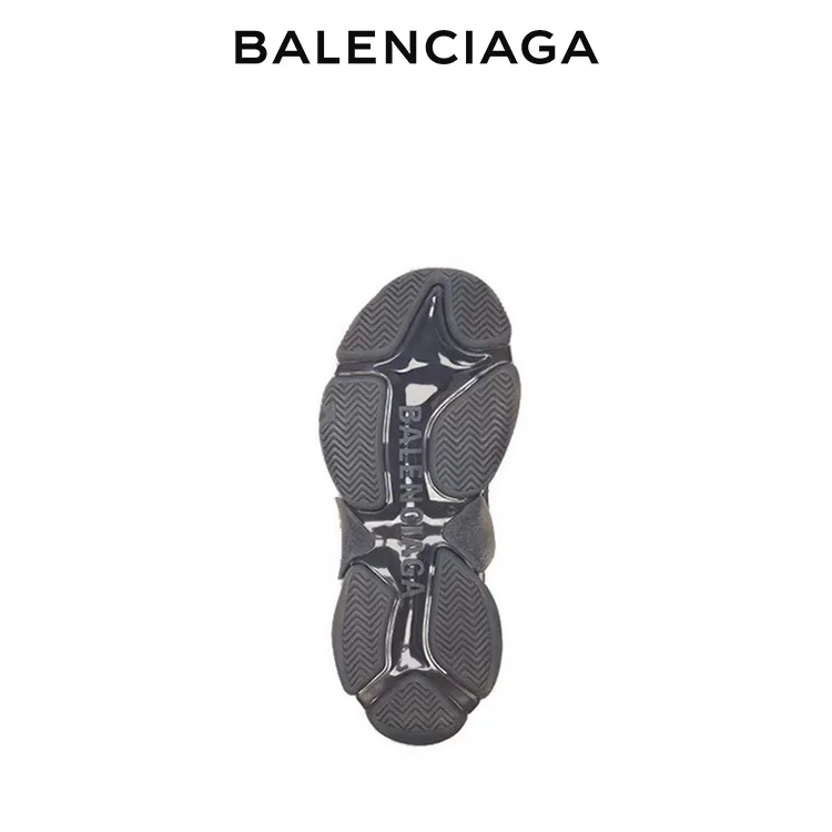 BALENCIAGA巴黎世家TRIPLE S CLEAR SOLE男士復古老爹鞋 黑灰色