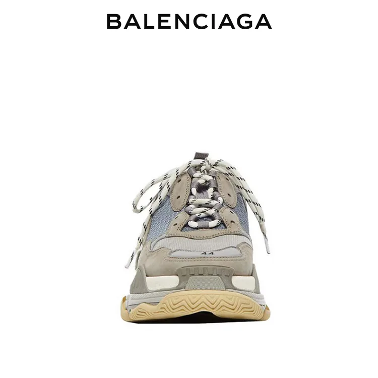 BALENCIAGA巴黎世家TRIPLE S品牌標識老爹鞋 灰色 男女同款