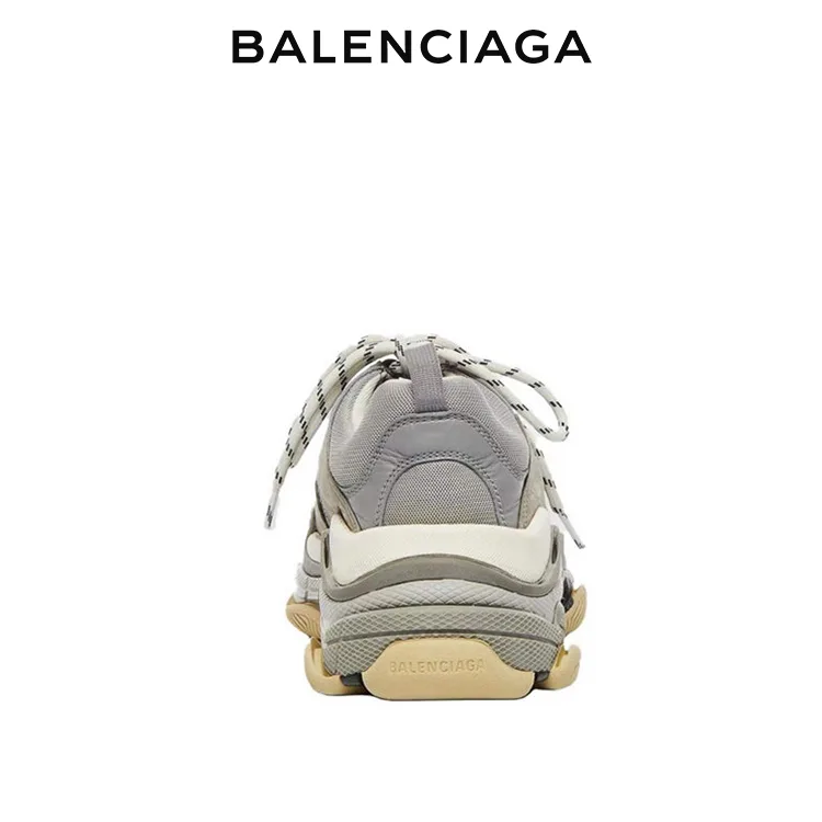 BALENCIAGA巴黎世家TRIPLE S品牌標識老爹鞋 灰色 男女同款