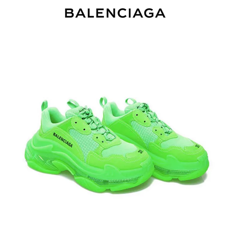 BALENCIAGA巴黎世家TRIPLE S CLEAR SOLE女士螢光老爹鞋