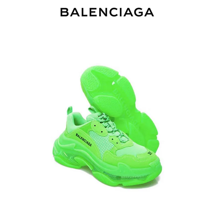 BALENCIAGA巴黎世家TRIPLE S CLEAR SOLE女士螢光老爹鞋