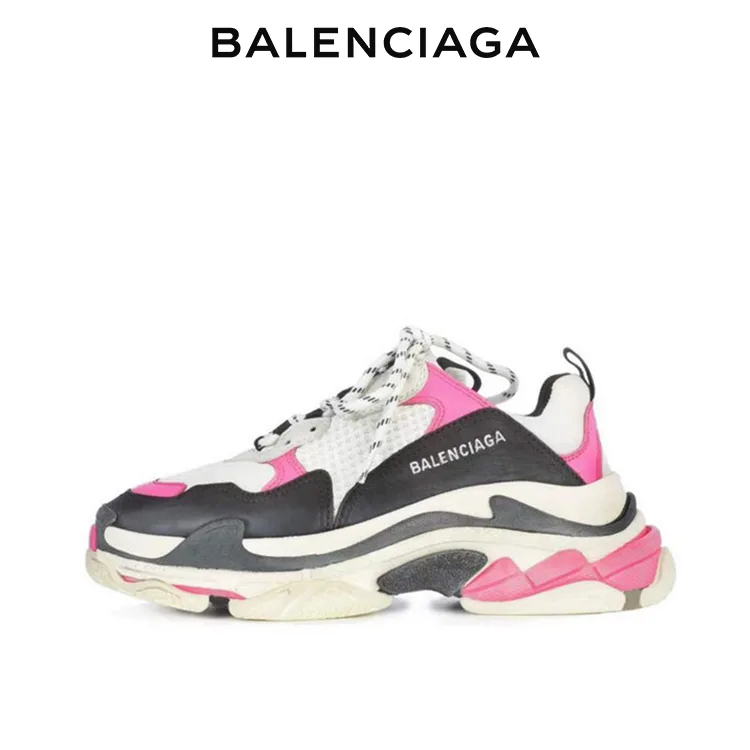 BALENCIAGA巴黎世家TRIPLE S女士老爹鞋 黑白粉