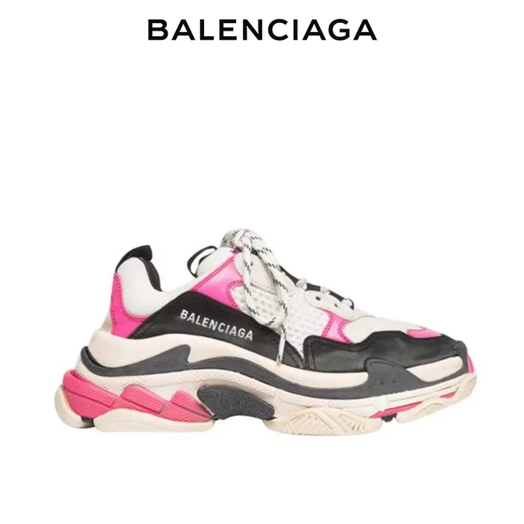 BALENCIAGA巴黎世家TRIPLE S女士老爹鞋 黑白粉