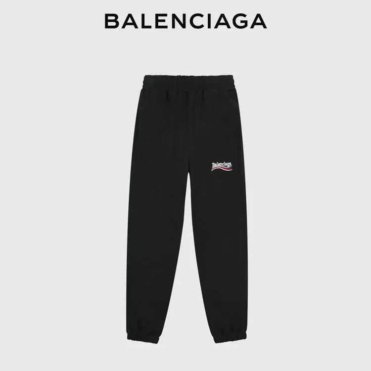 BALENCIAGA巴黎世家POLITICAL CAMPAIGN波浪可樂標字母刺繡束腳長褲